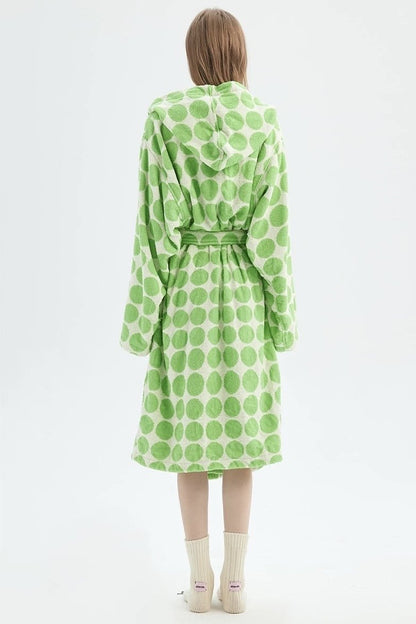 Whimsical Polka Dot Hooded Bath Robe - 100% Organic Long-stapled Cotton by INSPECIAL HOME